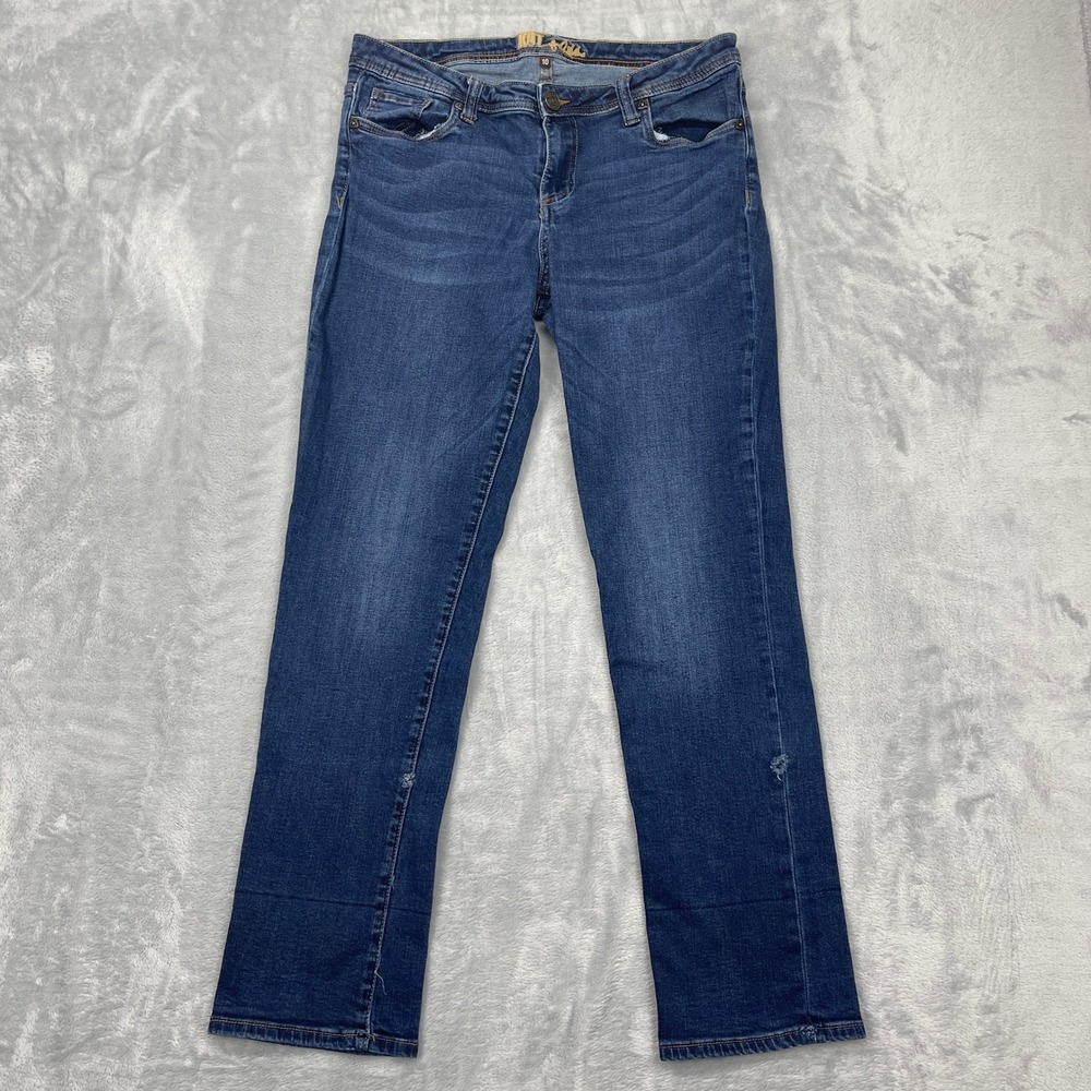 KUT from the Kloth Jeans Womens Size 10 Blue Denim Straight Leg 5-Pocket Design